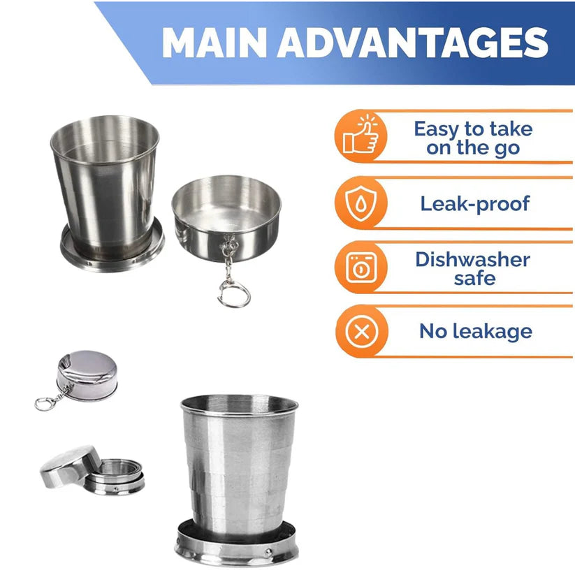 2 in 1 Camping Folding Cup with Keychain