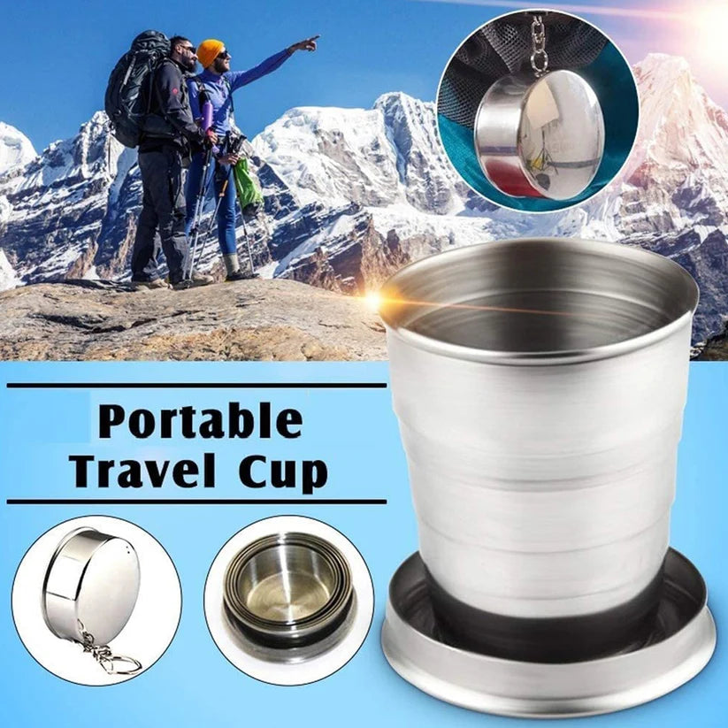2 in 1 Camping Folding Cup with Keychain
