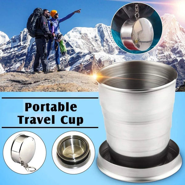 2 in 1 Camping Folding Cup with Keychain