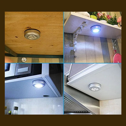 4 LED Battery-Powered Wireless Night Light Stick Tap Touch Lamp